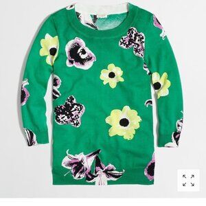 J.Crew Factory | Green Floral Punk Charley Sweater - Sz S